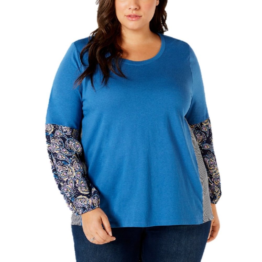 Style & Co Plus Size Painterly Paisley Top 0X Retail $56.50